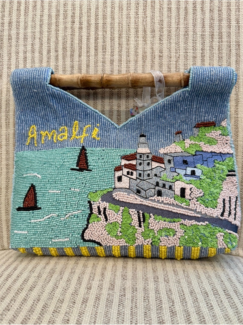 Made in India Amalfi beaded Blue and Aqua clutch